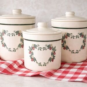 Vintage Strawberry Crock Canisters